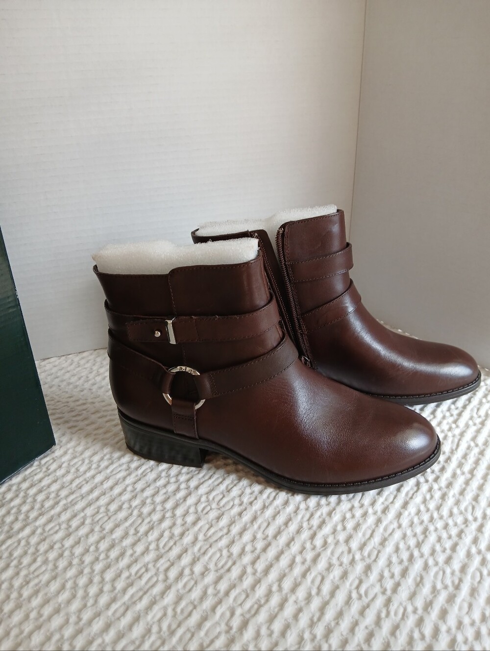 Lauren Ralph Lauren Margo Leather Ankle Boots Dark Brown NWT Original Box - 7B